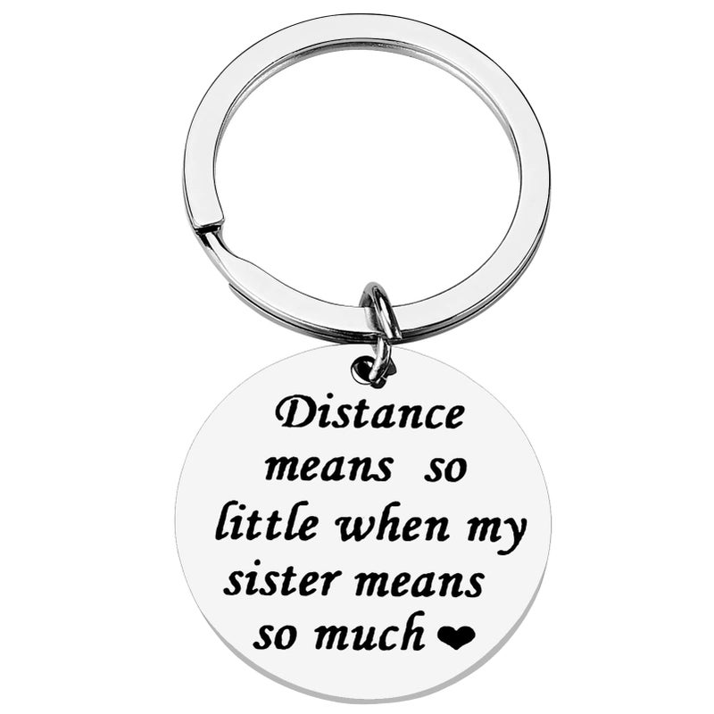 PLwelth Sister Keychain Gift from Sister Long Distance Leaving Going Away Apart Sisters Keychain Cute Funny Engraved Stainless Steel Key Ring Birthday Christmas Charm Pendent Jewelry Present - Image 1
